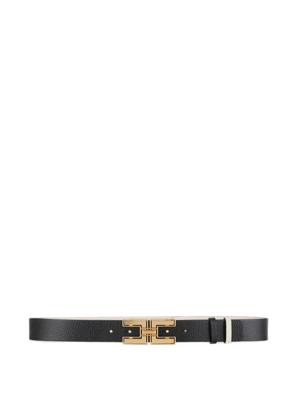 Elisabetta Franchi double face leather belt with logo - Black