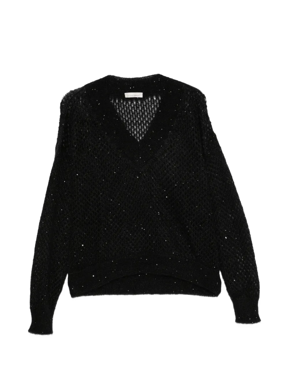 Liviana Conti sequin-embellished open-knit sweater - Nero