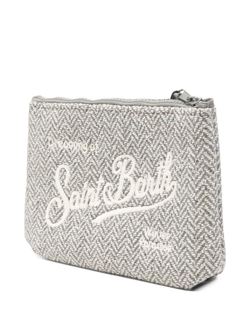 MC2 Saint Barth Aline Wool herringbone clutch bag Grijs