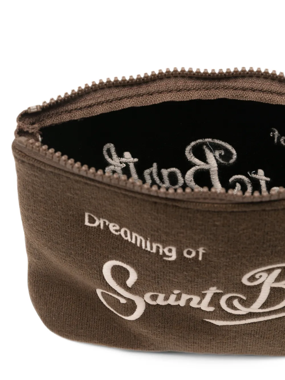 MC2 Saint Barth Aline clutch met geborduurd logo Bruin