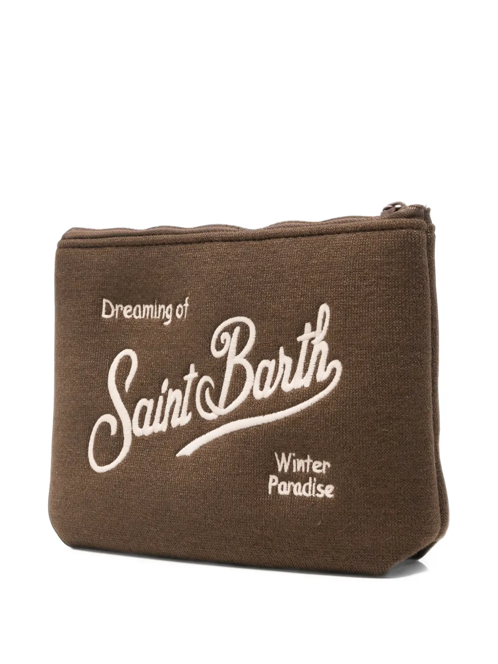 MC2 Saint Barth Aline clutch met geborduurd logo Bruin
