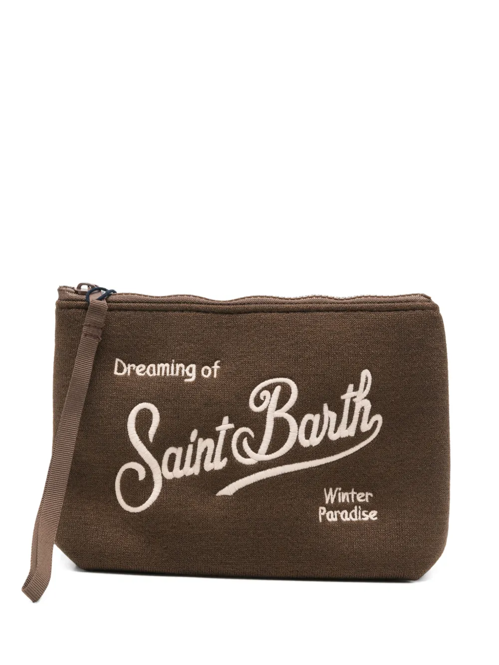 MC2 Saint Barth Aline clutch met geborduurd logo Bruin