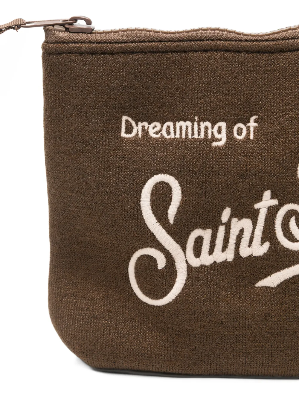 MC2 Saint Barth Aline clutch met geborduurd logo Bruin
