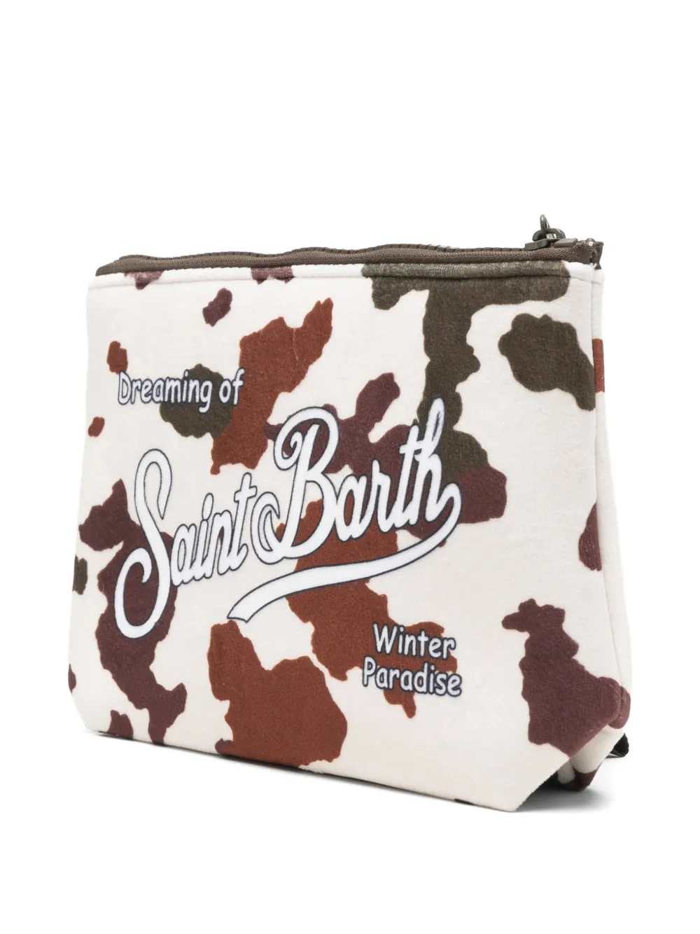 MC2 Saint Barth Aline cow-print logo-print clutch bag Wit