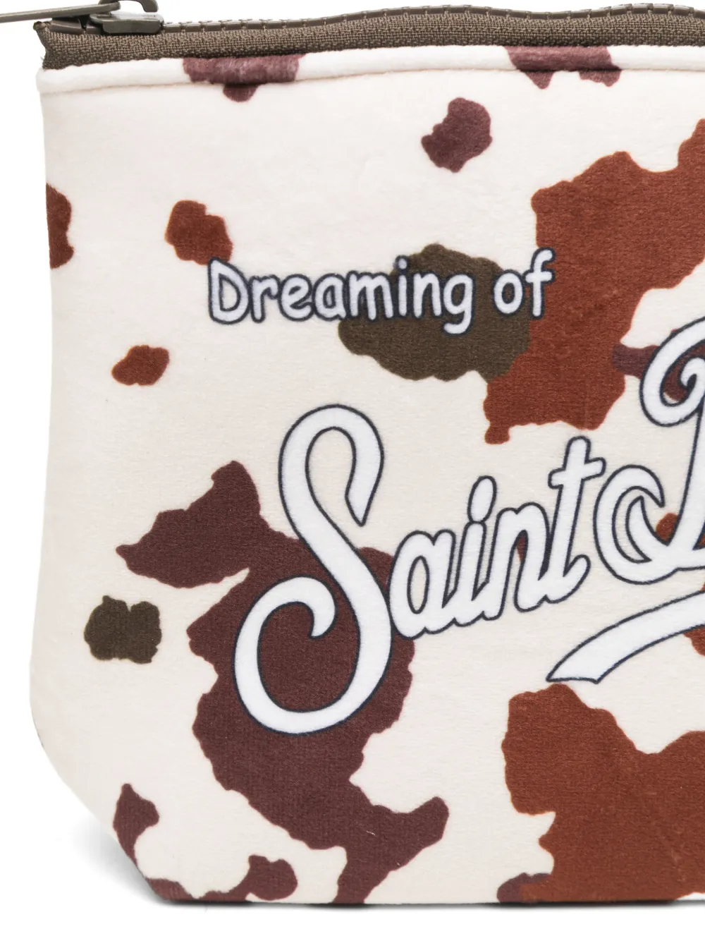 MC2 Saint Barth Aline cow-print logo-print clutch bag Wit