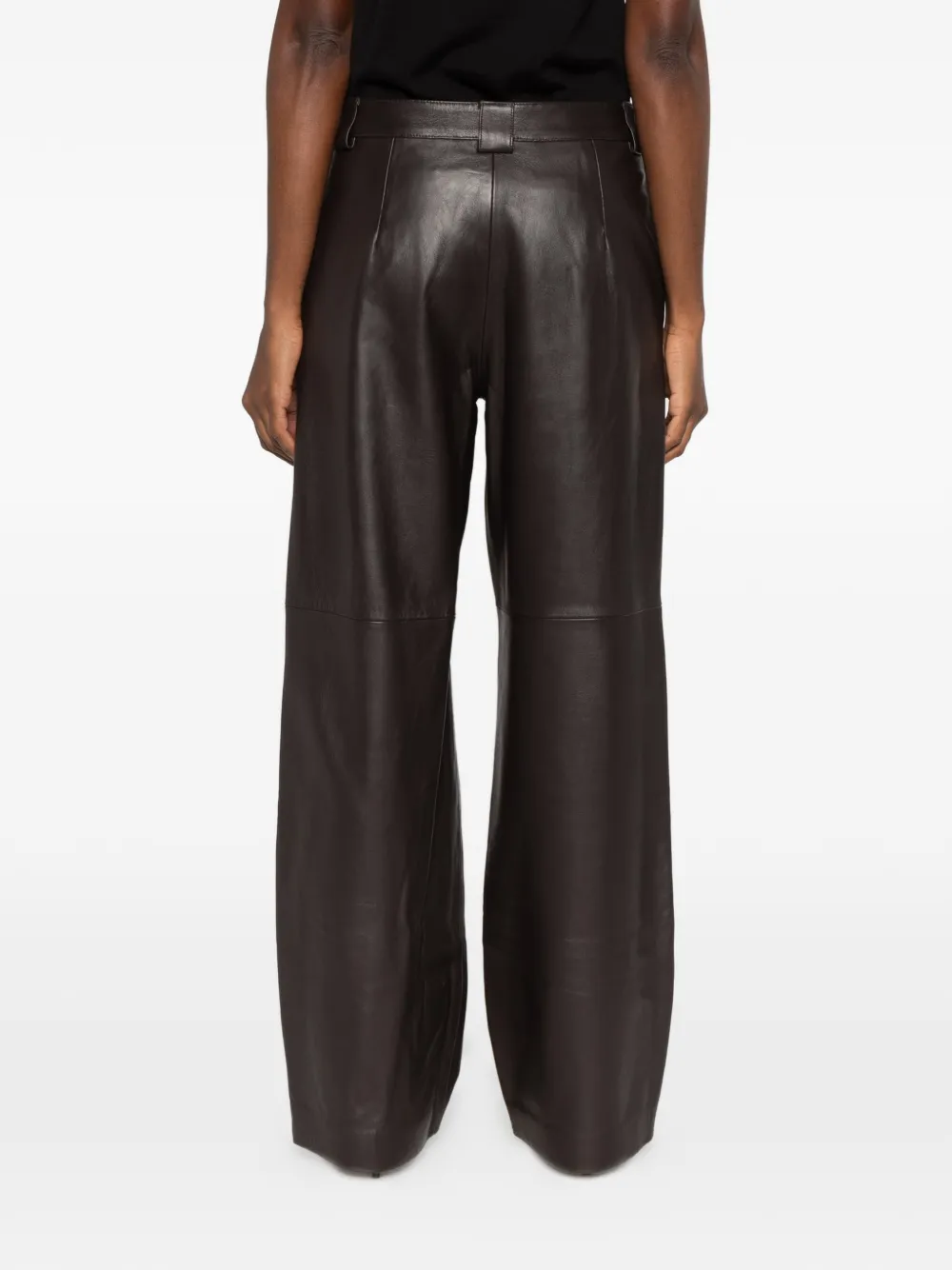 Liviana Conti leather straight-leg trousers Bruin