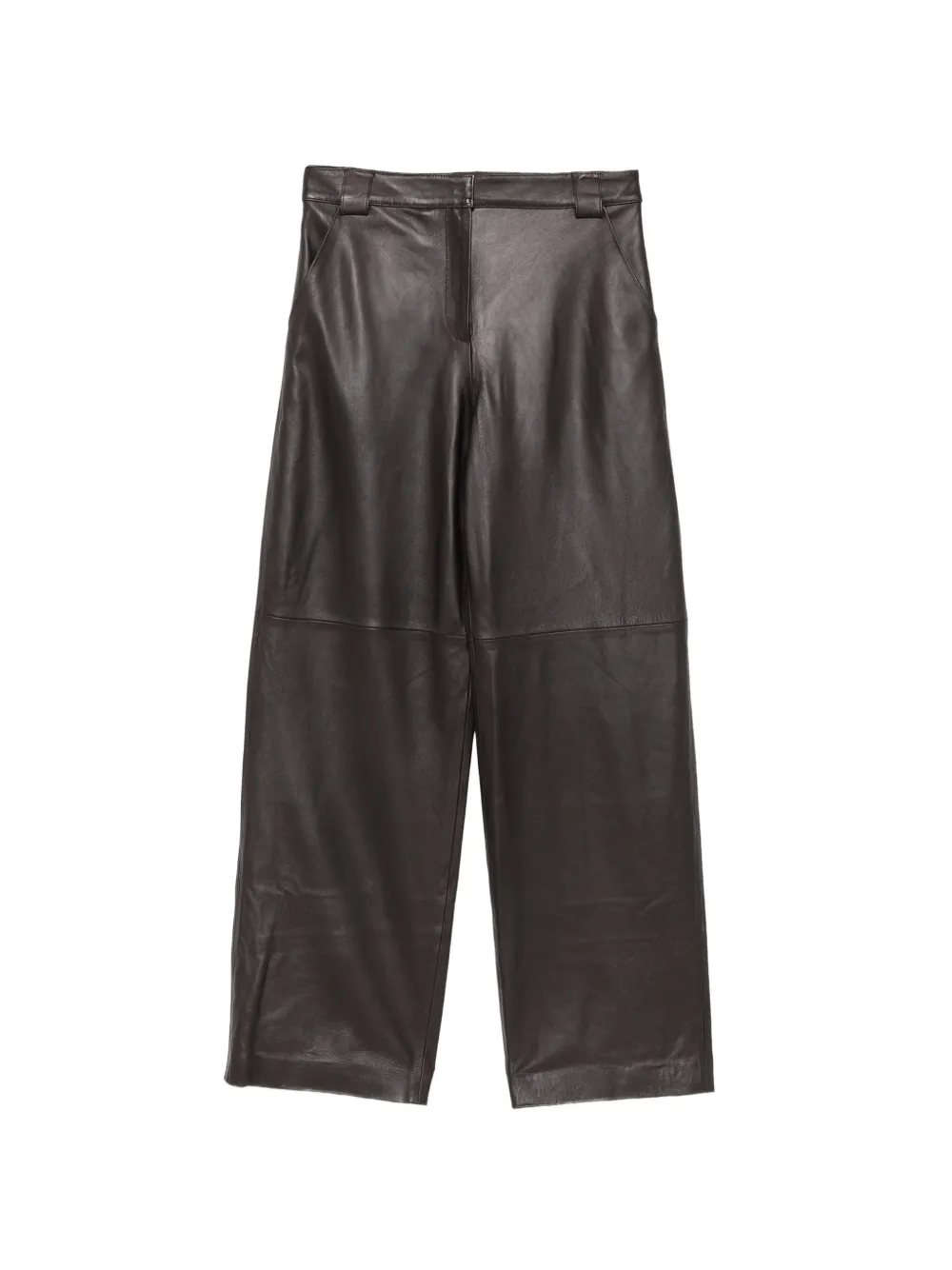 Liviana Conti leather straight-leg trousers Bruin