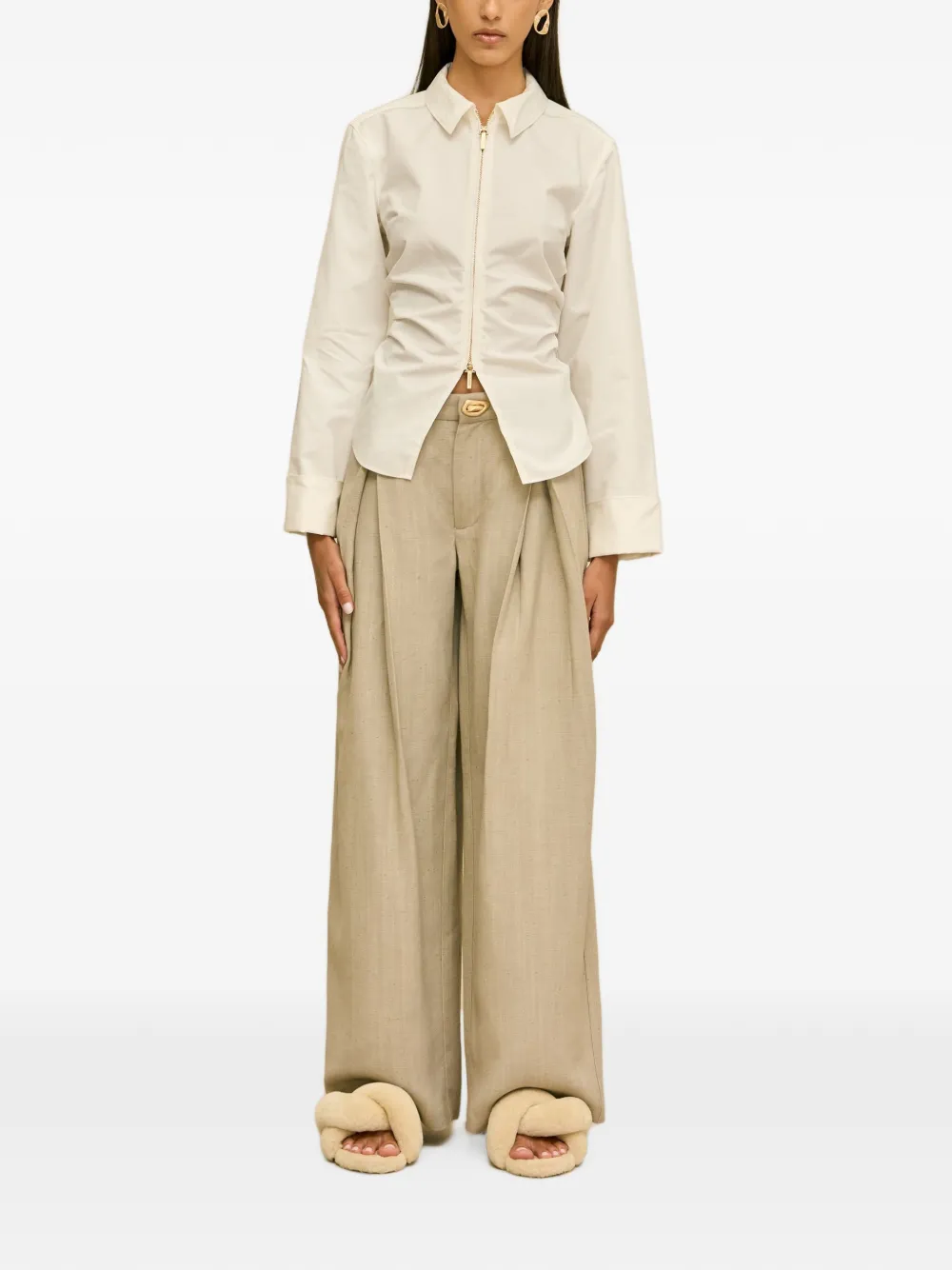 Cult Gaia Senne blouse met ruches Beige