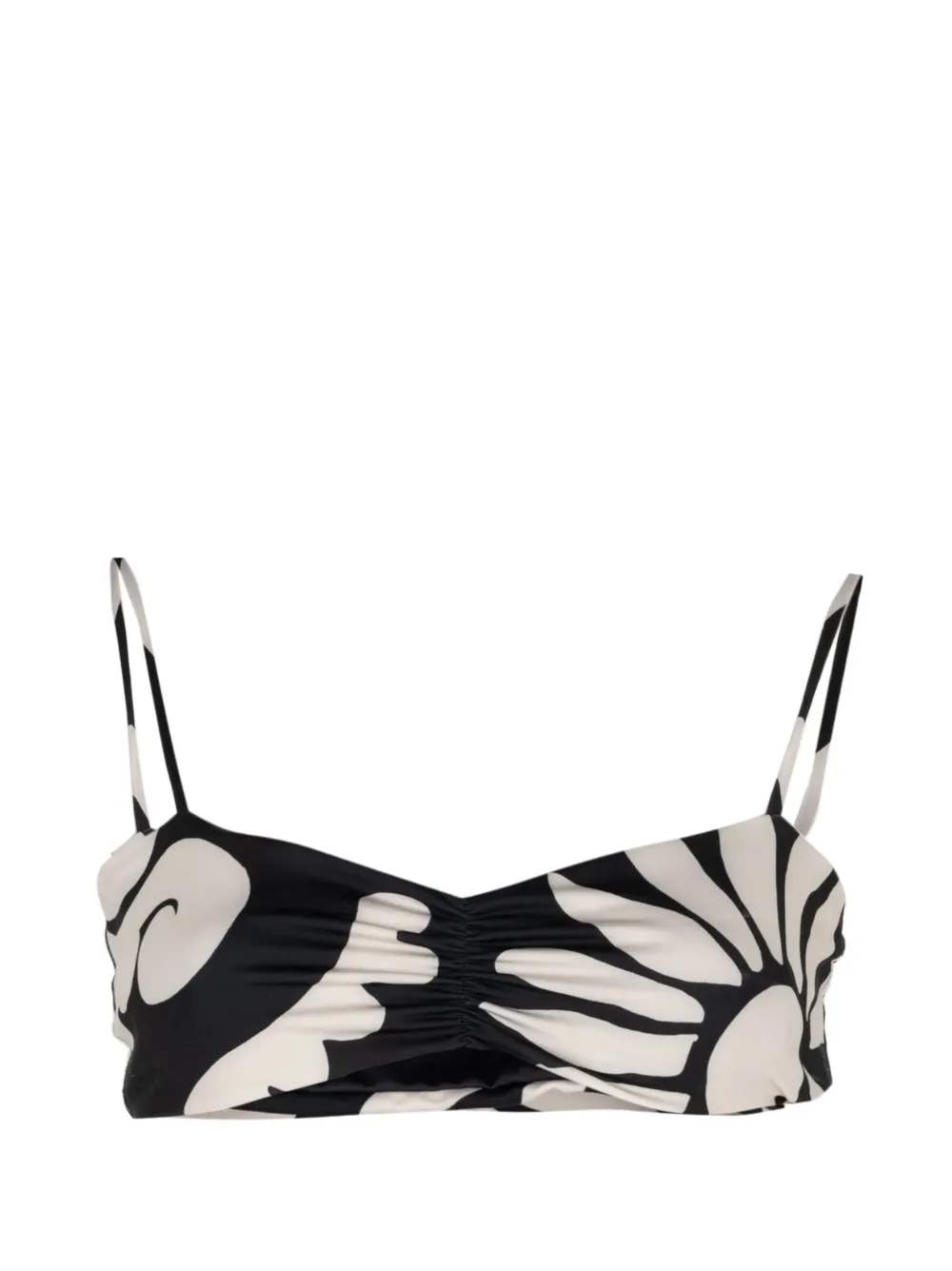 Cala de la Cruz abstract-print ruched bikini top - Nero