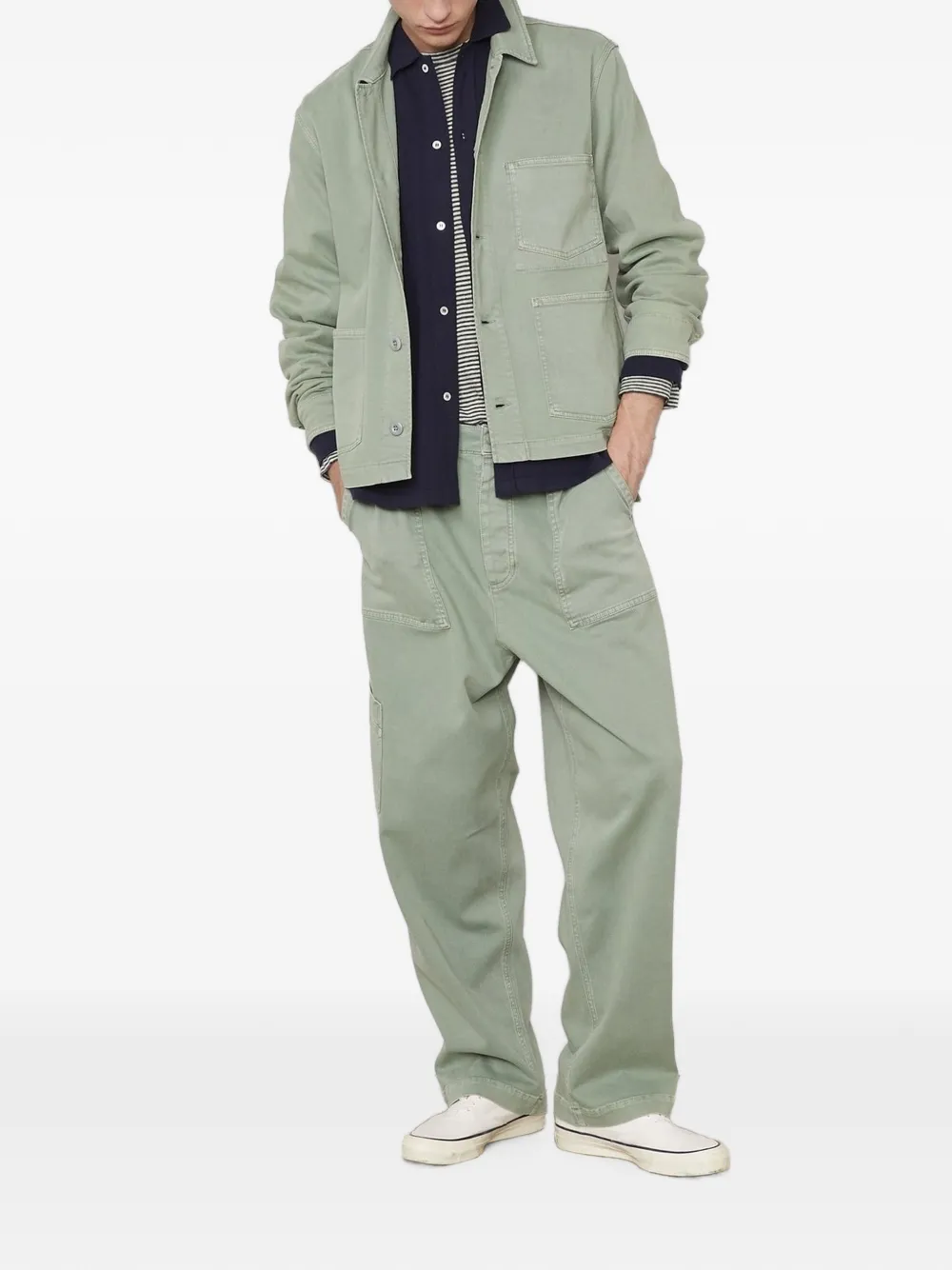 Officine Generale Ely workwear-style shirt jacket Groen