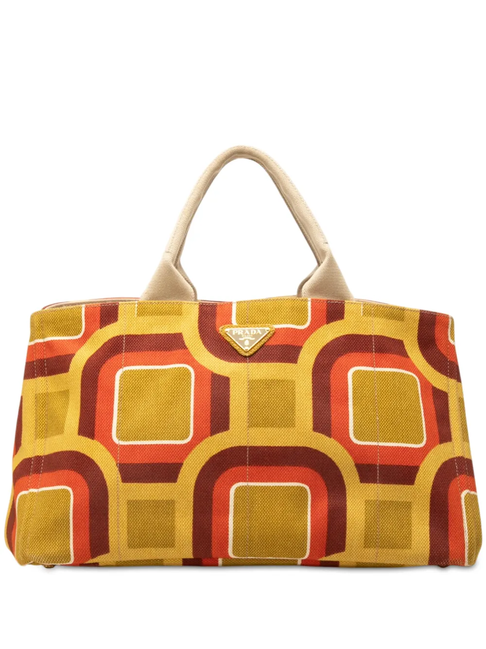 Prada Pre-Owned 2013-2026 Large Printed Canvas Canapa Soho Tote satchel - Giallo