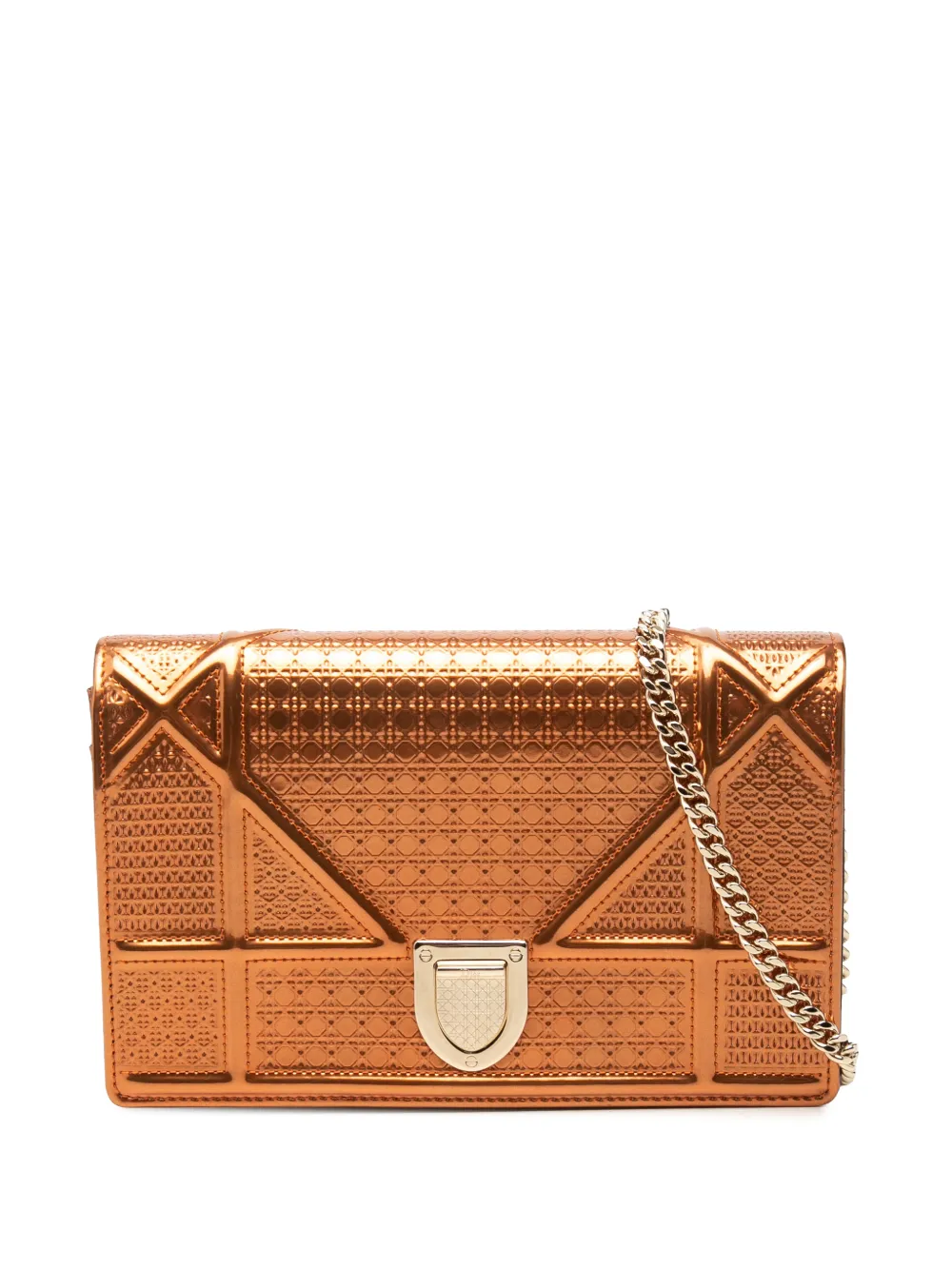 Christian Dior Pre-Owned portefeuille Diorama à bride en chaîne (2017) - Orange Christian Dior Pre-Owned portefeuille Diorama à bride en chaîne (2017) - Orange