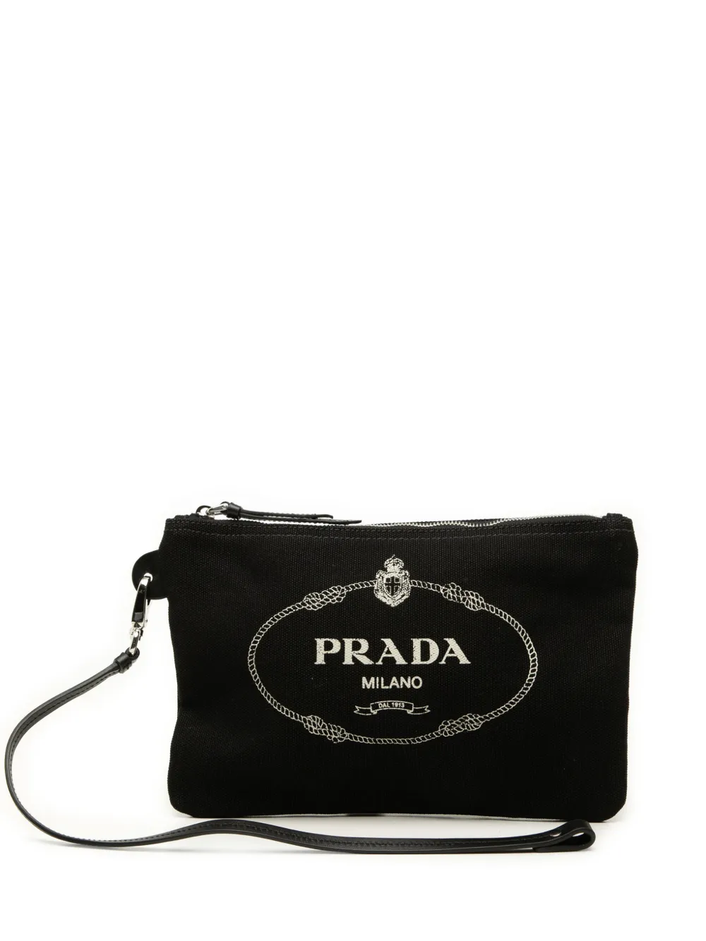 Prada Pre-Owned 2013-2026 Canvas Canapa Logo Wristlet pouch - Nero
