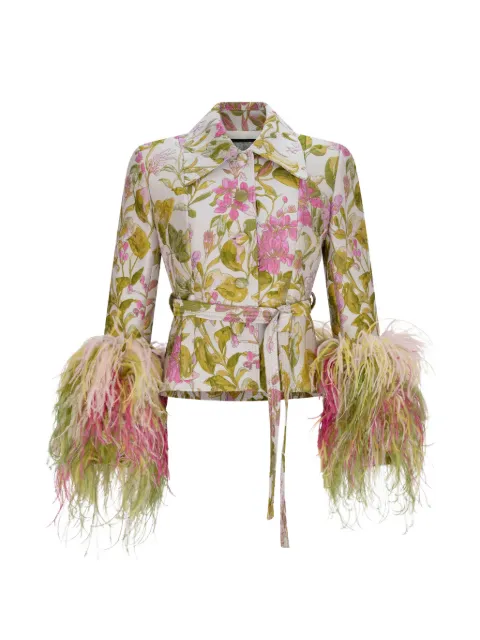 Libertine Dianthus feather-trim belted jacket