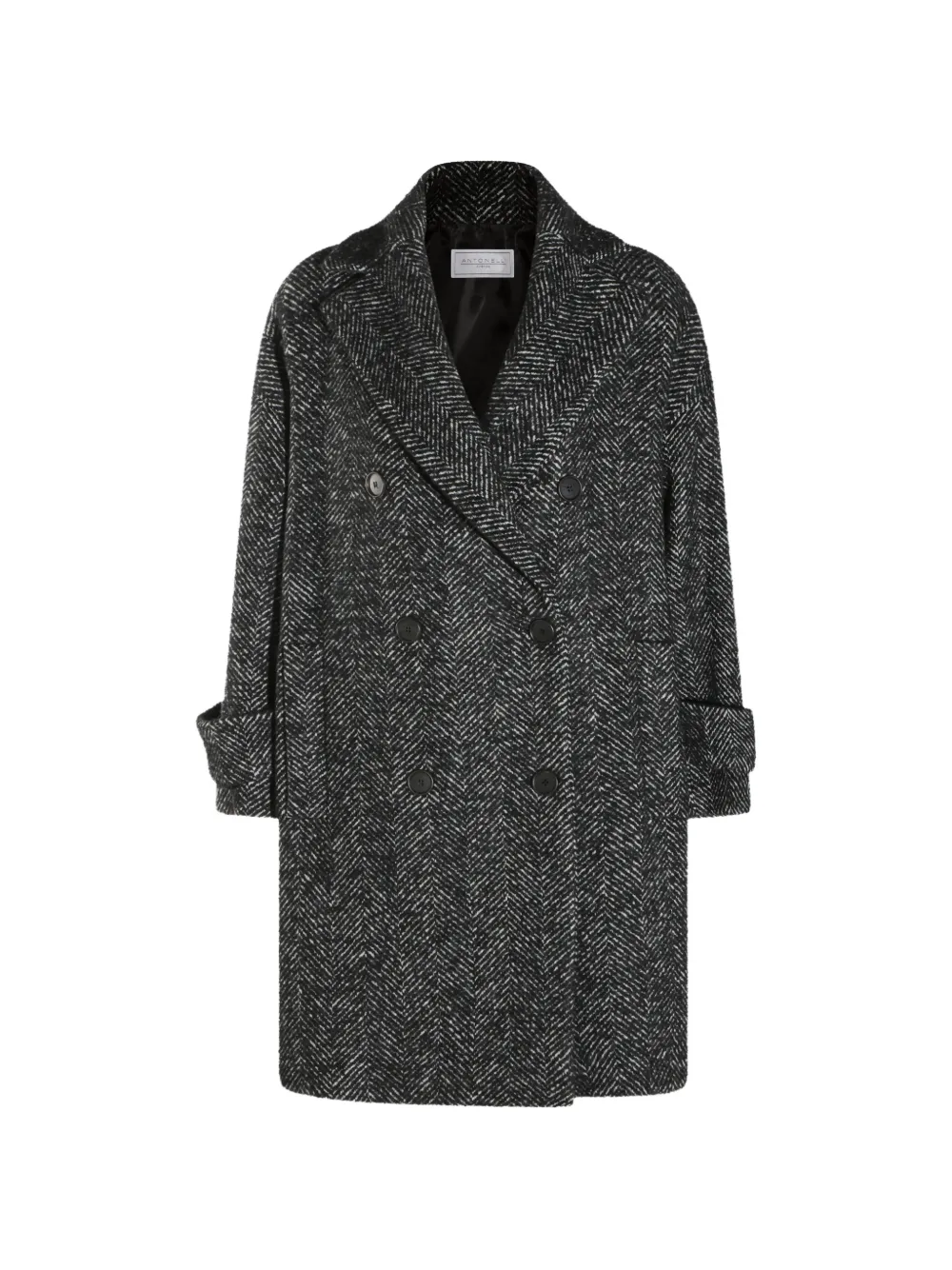 Antonelli herringbone double-breasted coat - Black