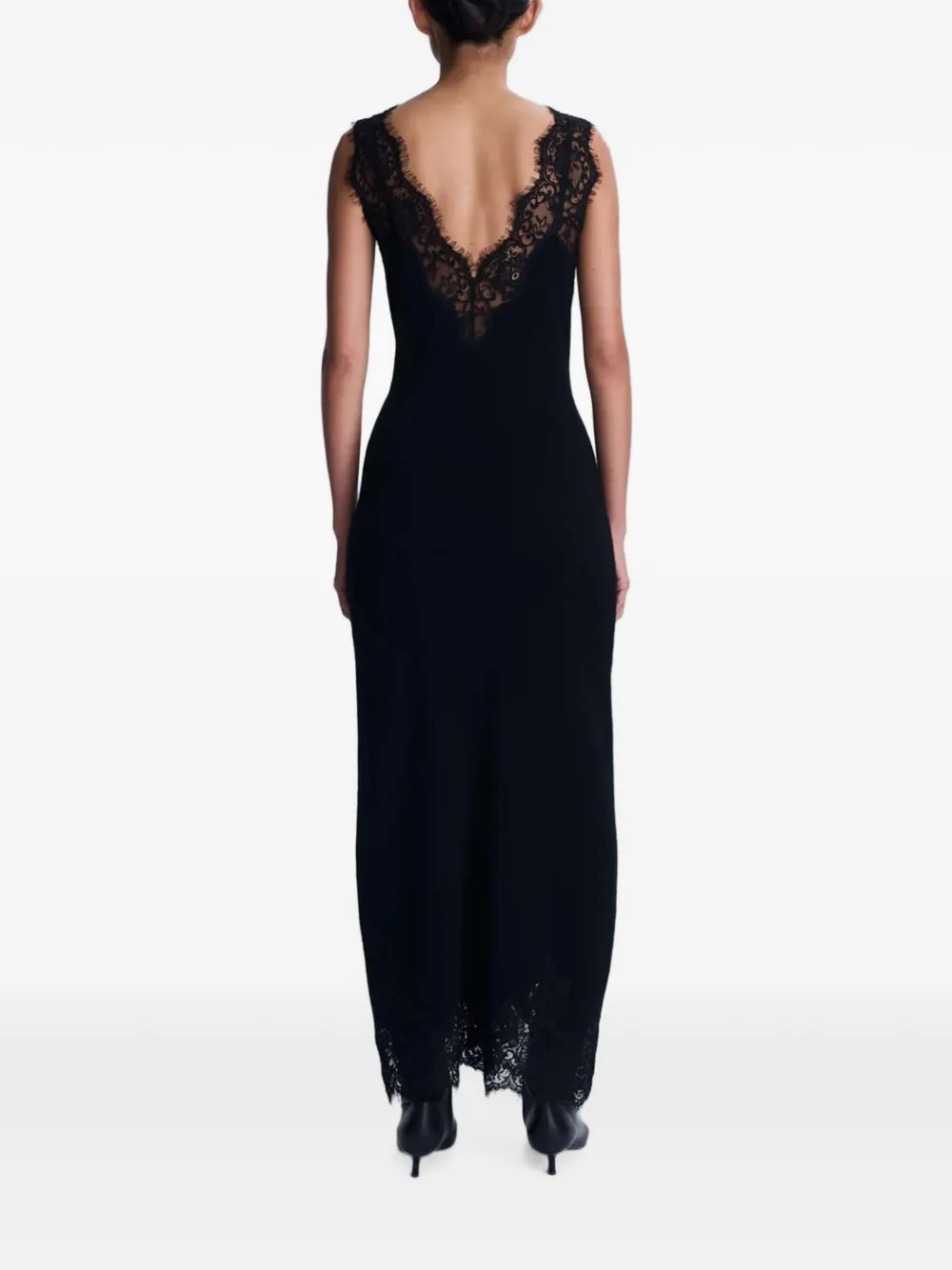 SIMKHAI lace-trim cashmere midi dress Zwart