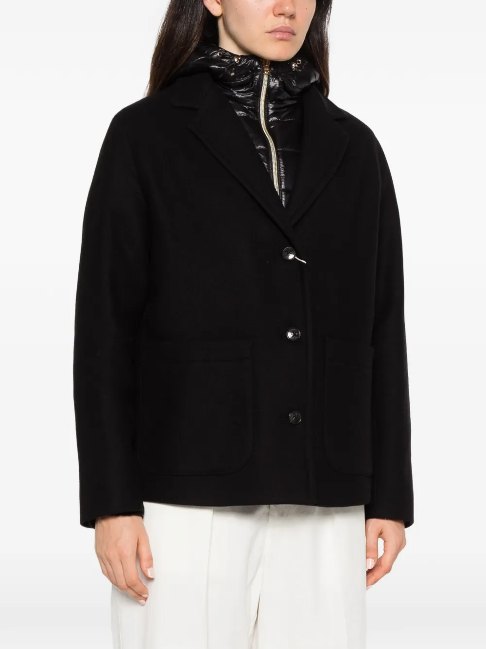 Herno hooded button-up jacket Zwart