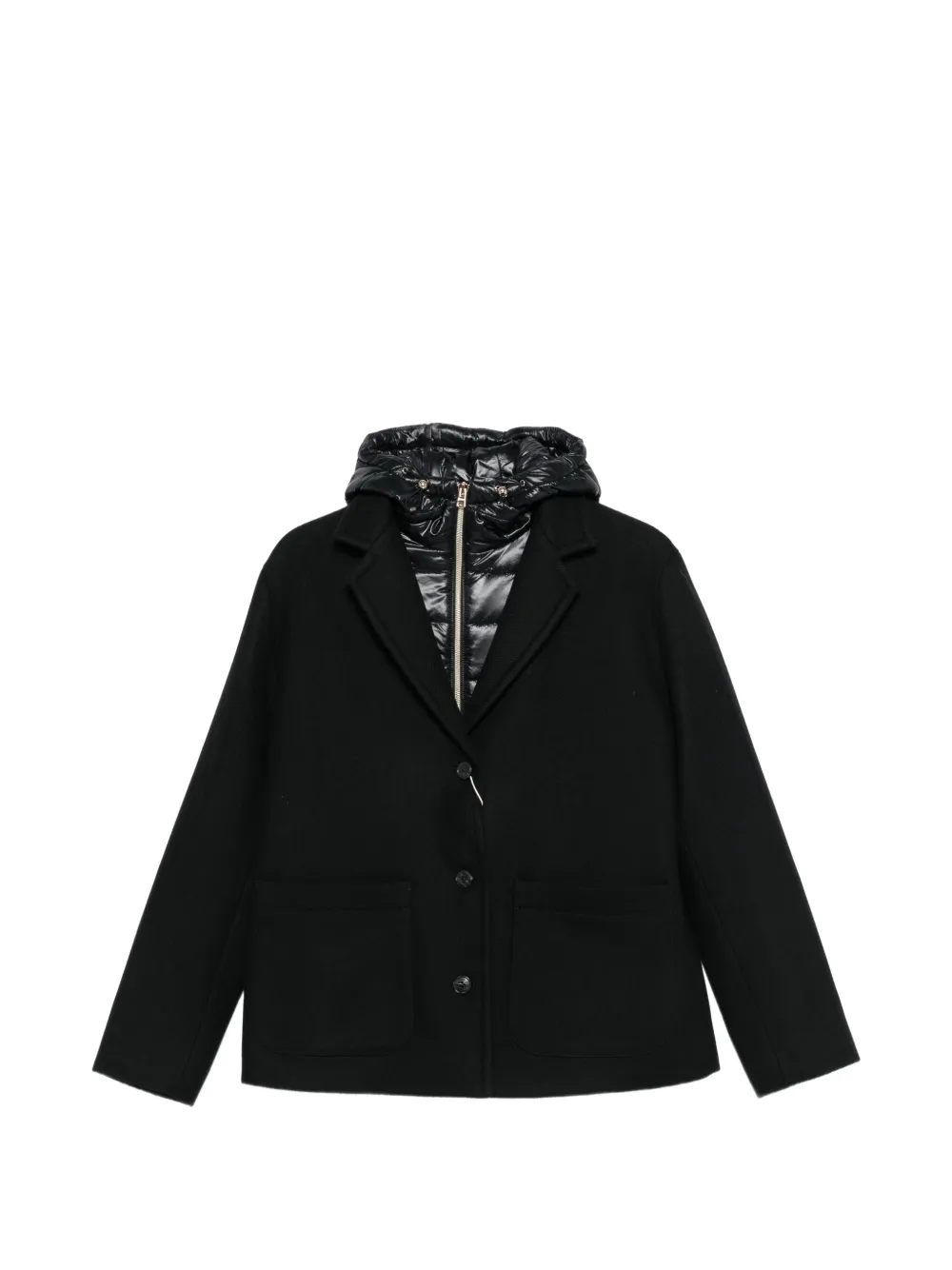 Herno hooded button-up jacket Zwart