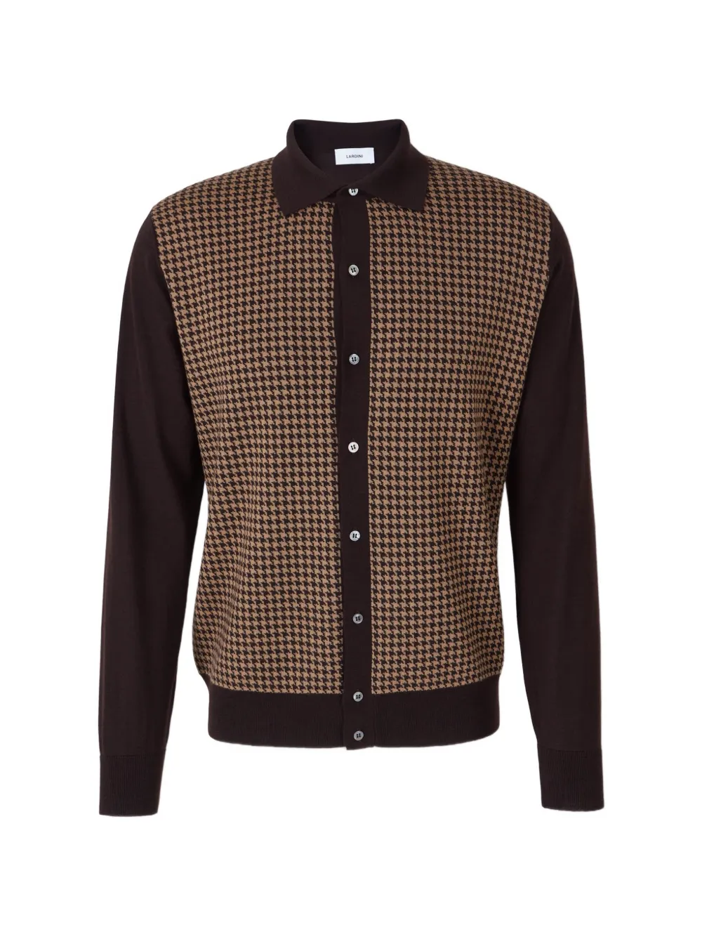 Lardini houndstooth-pattern calssic-collar cardigan