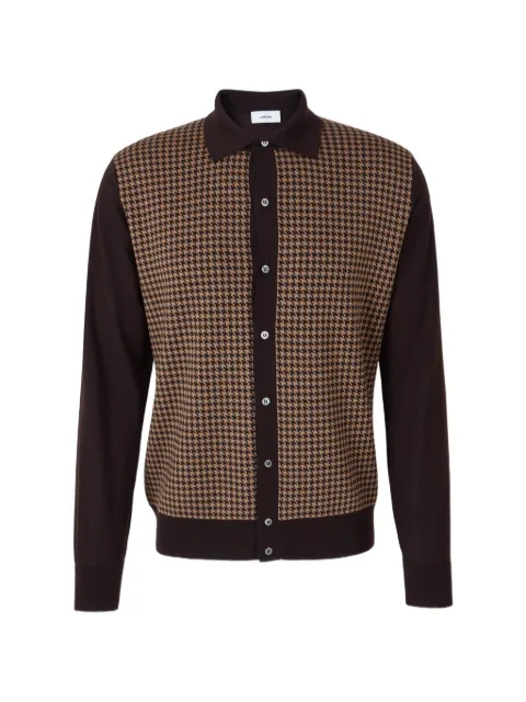 Lardini houndstooth-pattern calssic-collar cardigan