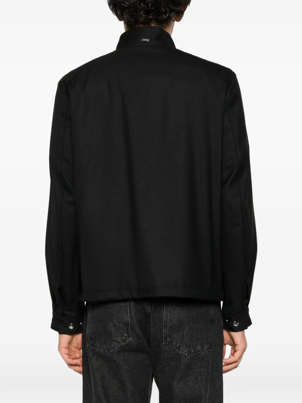 Herno high-neck flap-pocket jacket Zwart