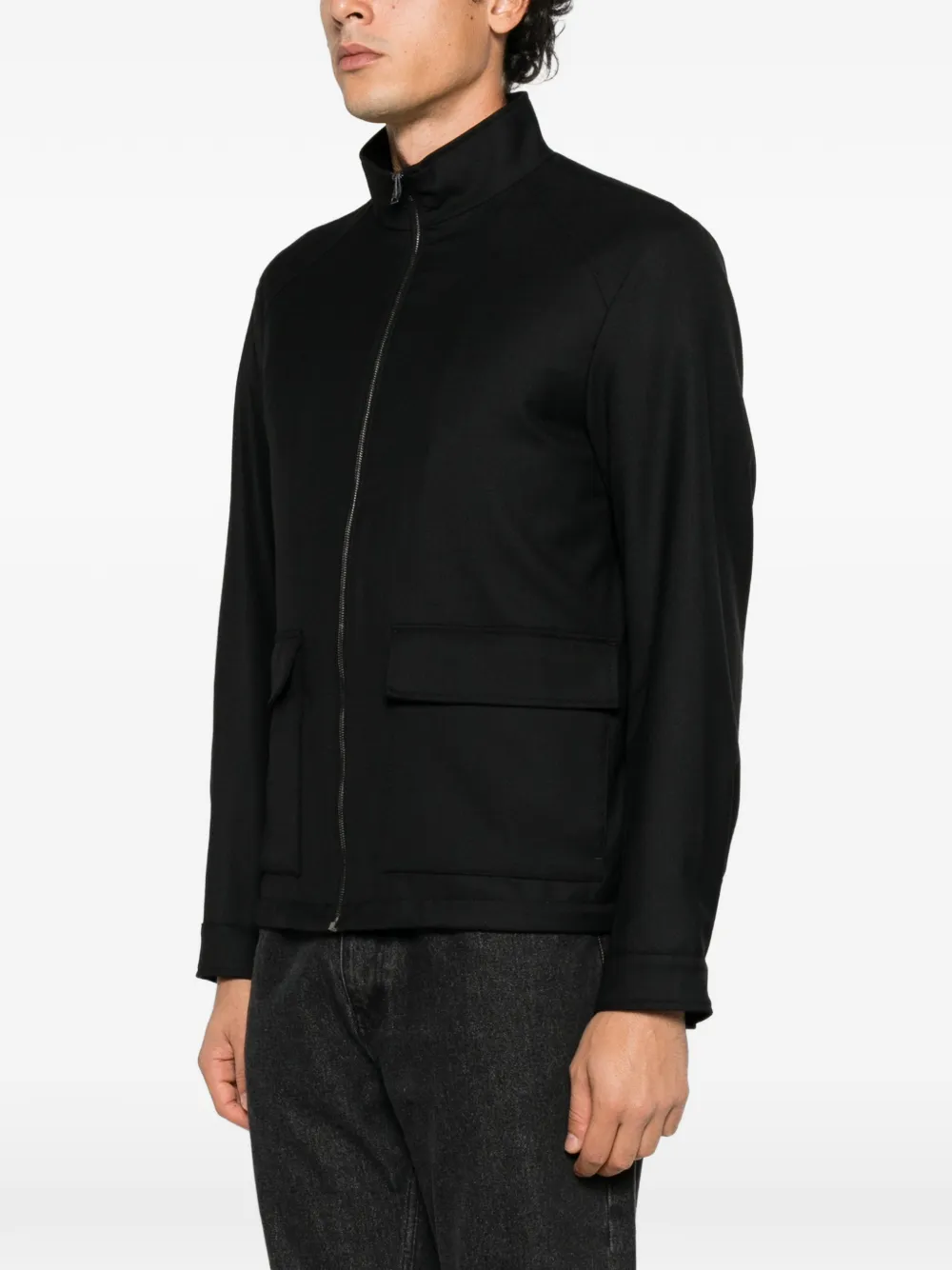 Herno high-neck flap-pocket jacket Zwart