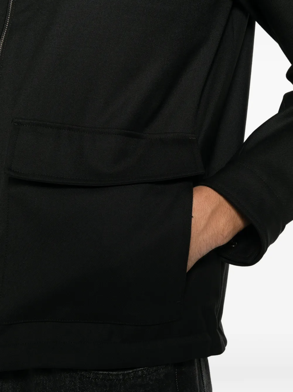 Herno high-neck flap-pocket jacket Zwart