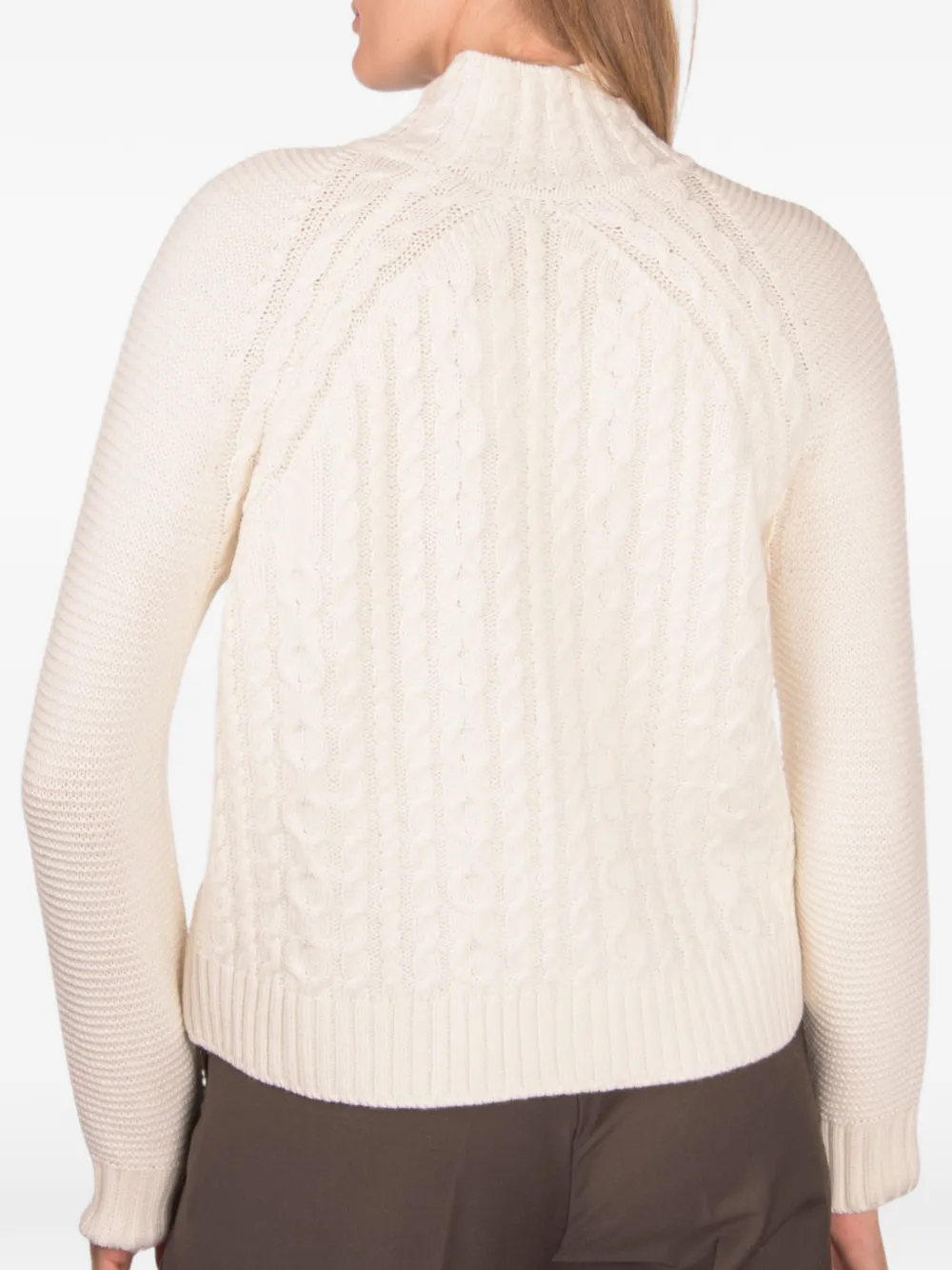 Gran Sasso Kabelgebreide trui met hoge hals Beige