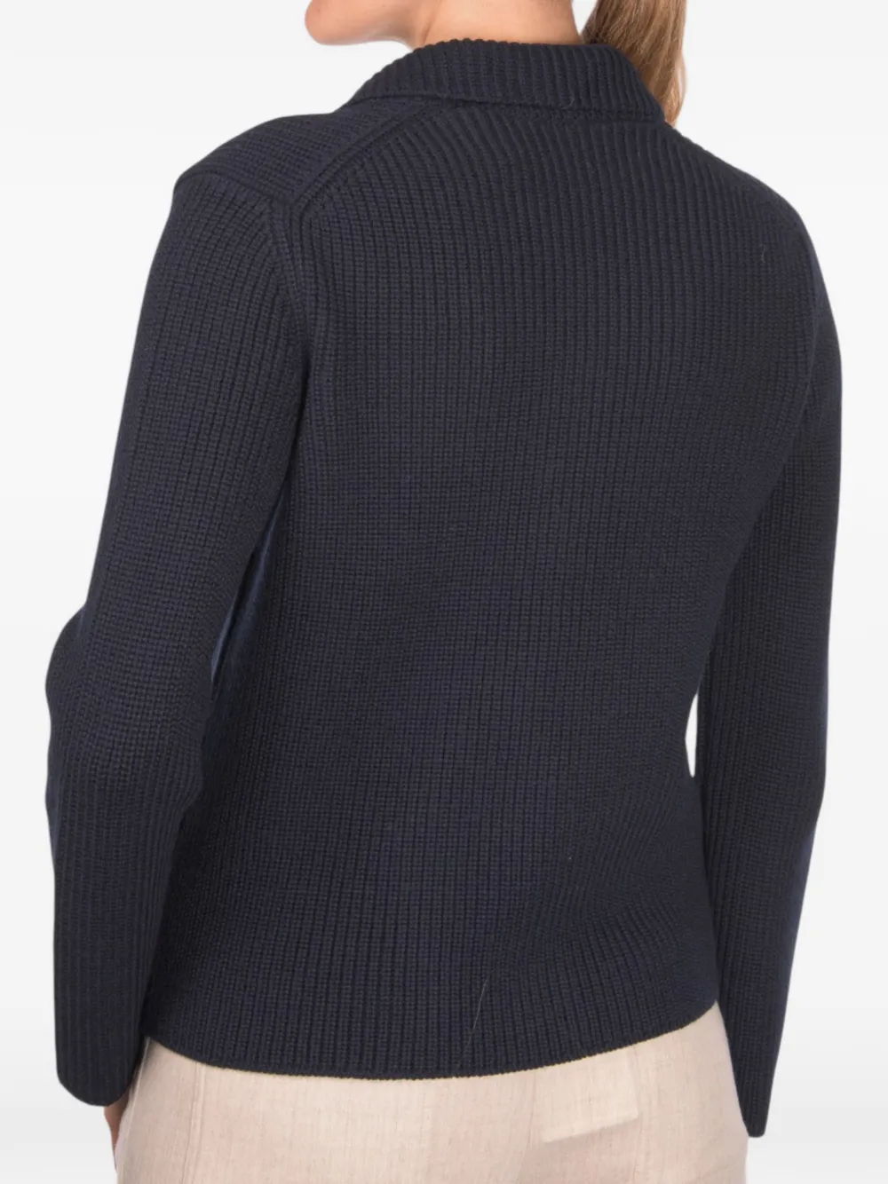 Gran Sasso Ribgebreid vest met parel Blauw