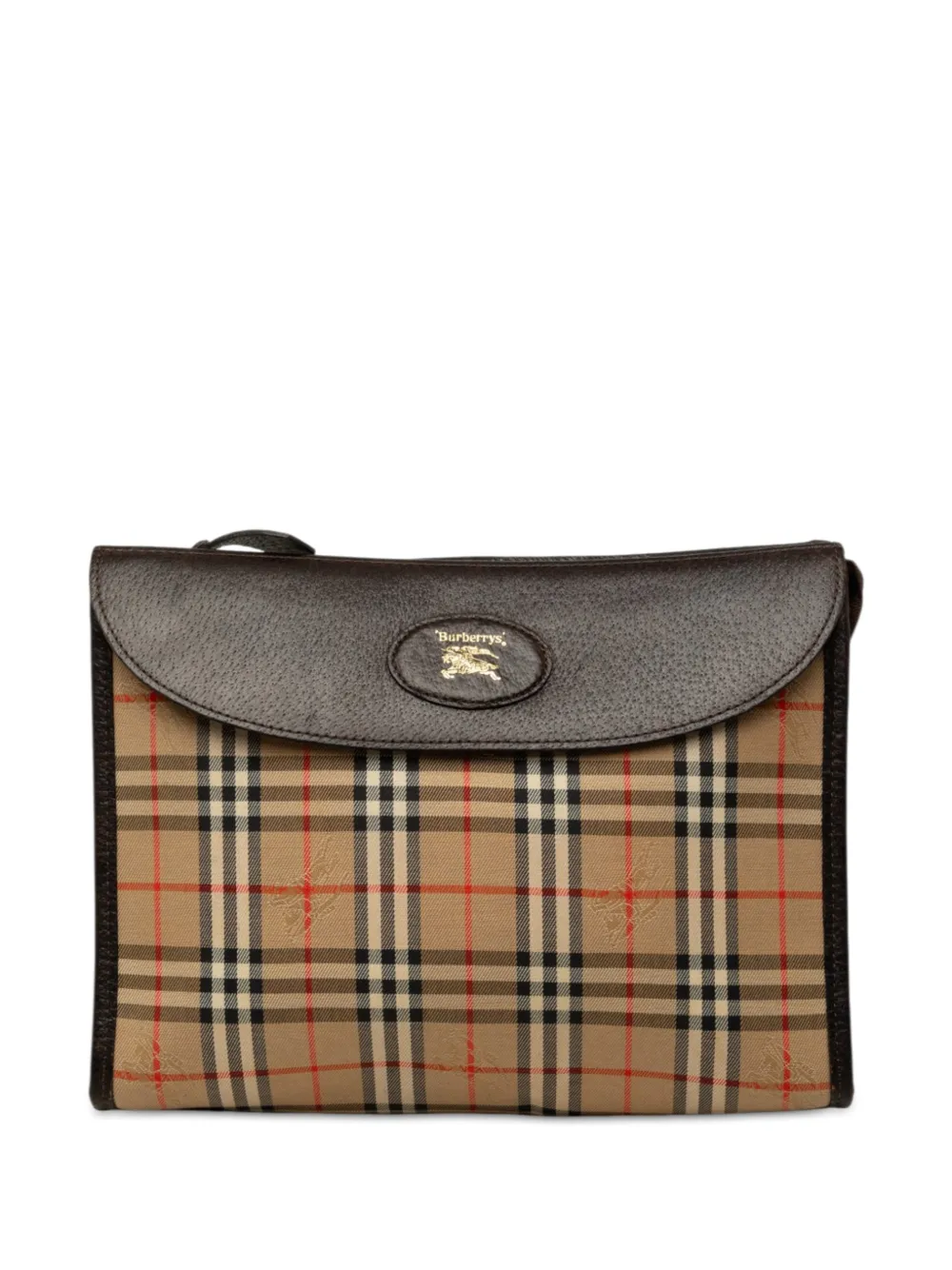 Burberry Pre-Owned pochette en toile à motif Haymarket Check (années 1900) - Tons neutres Burberry Pre-Owned pochette en toile à motif Haymarket Check (années 1900) - Tons neutres