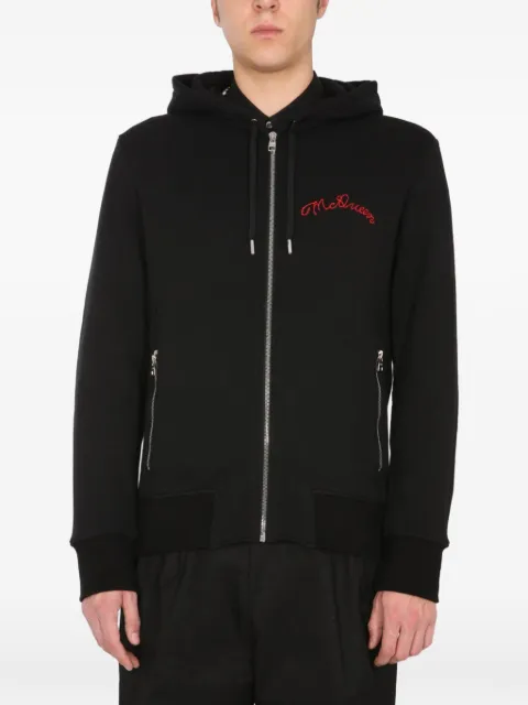 Alexander McQueen logo-embroidered zip-up hoodie
