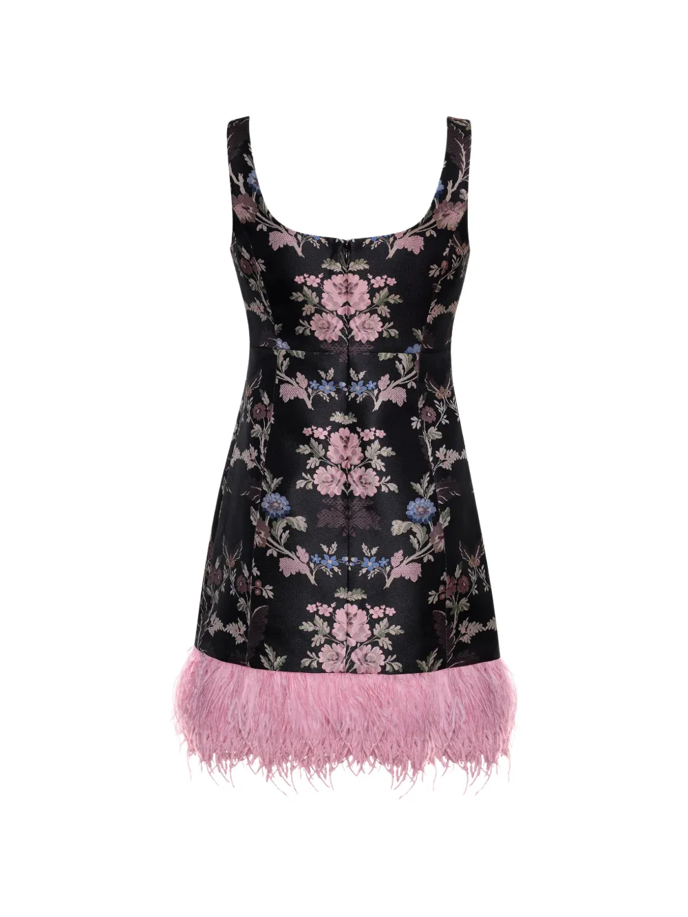 Cara Elena feather-trim mini dress Zwart