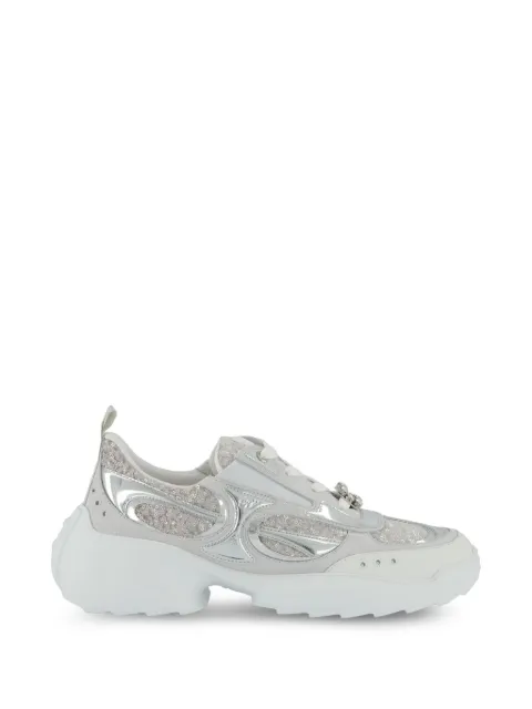 Roger Vivier sequin-embellished crystal-buckle sneakers