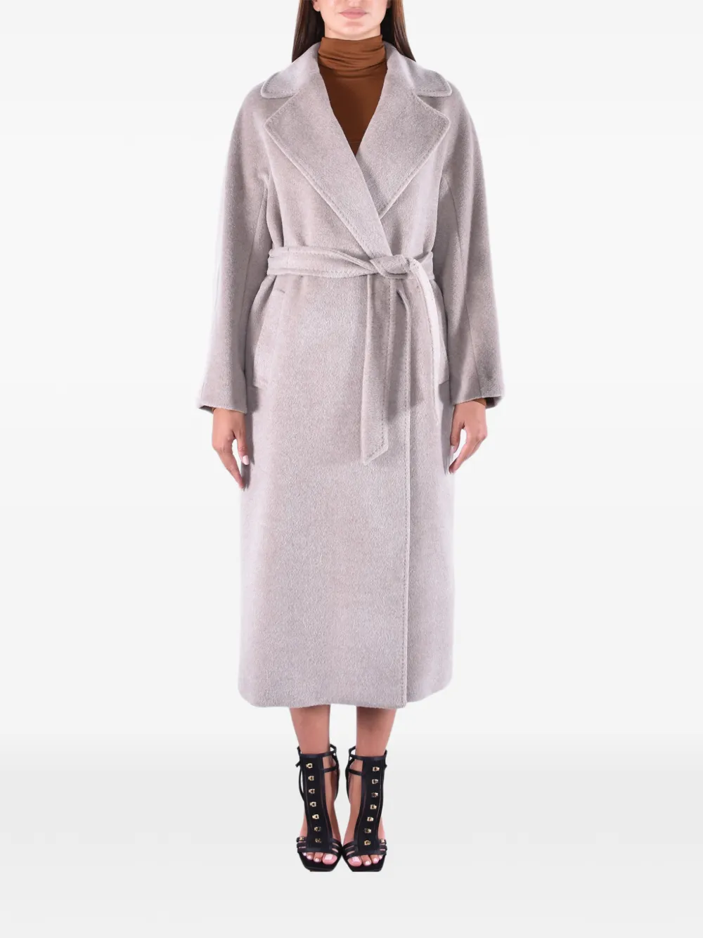 Weekend Max Mara belted kimono-sleeve coat - Grigio