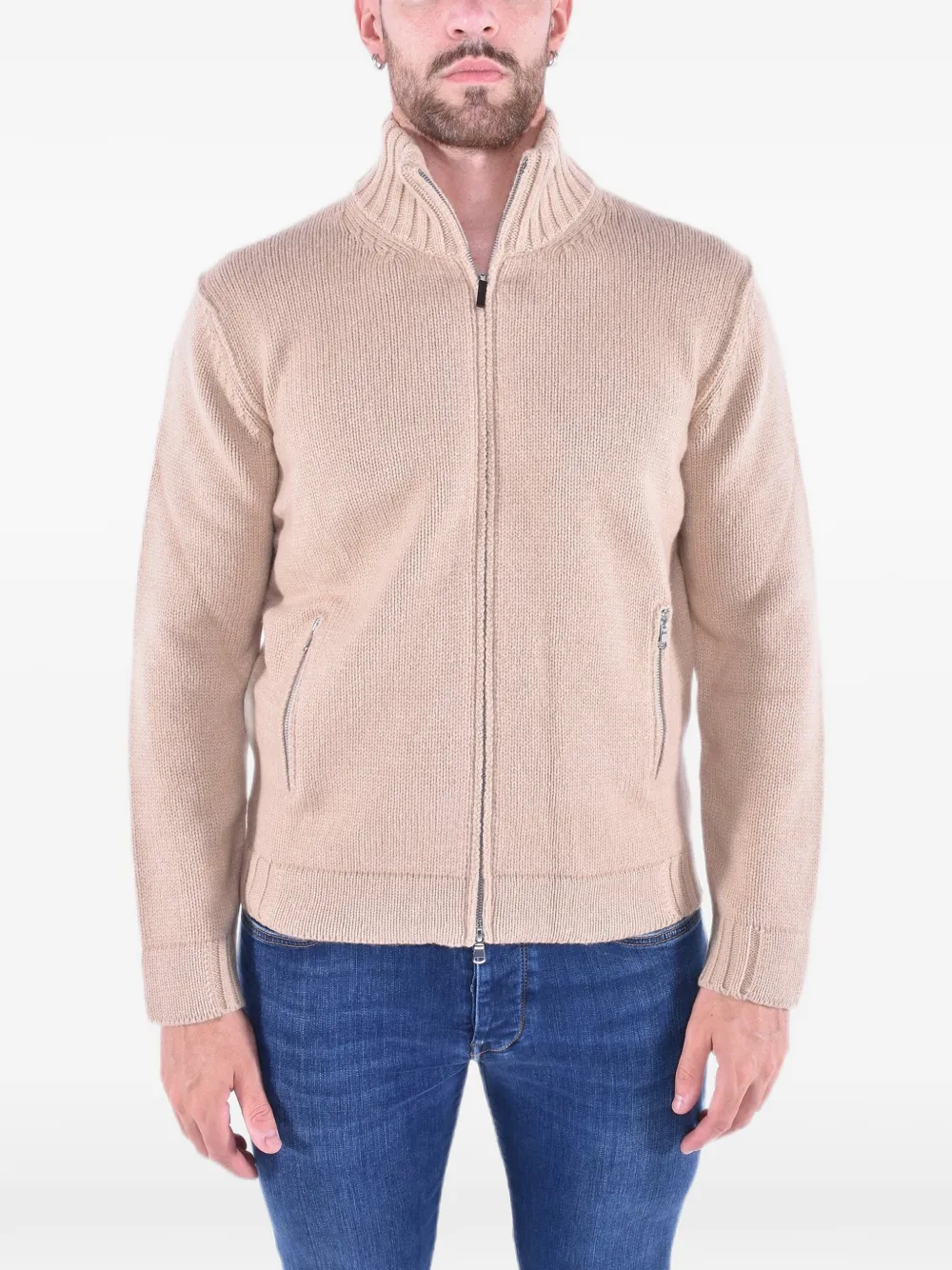 Kangra zip-up merino-wool cardigan - Toni neutri