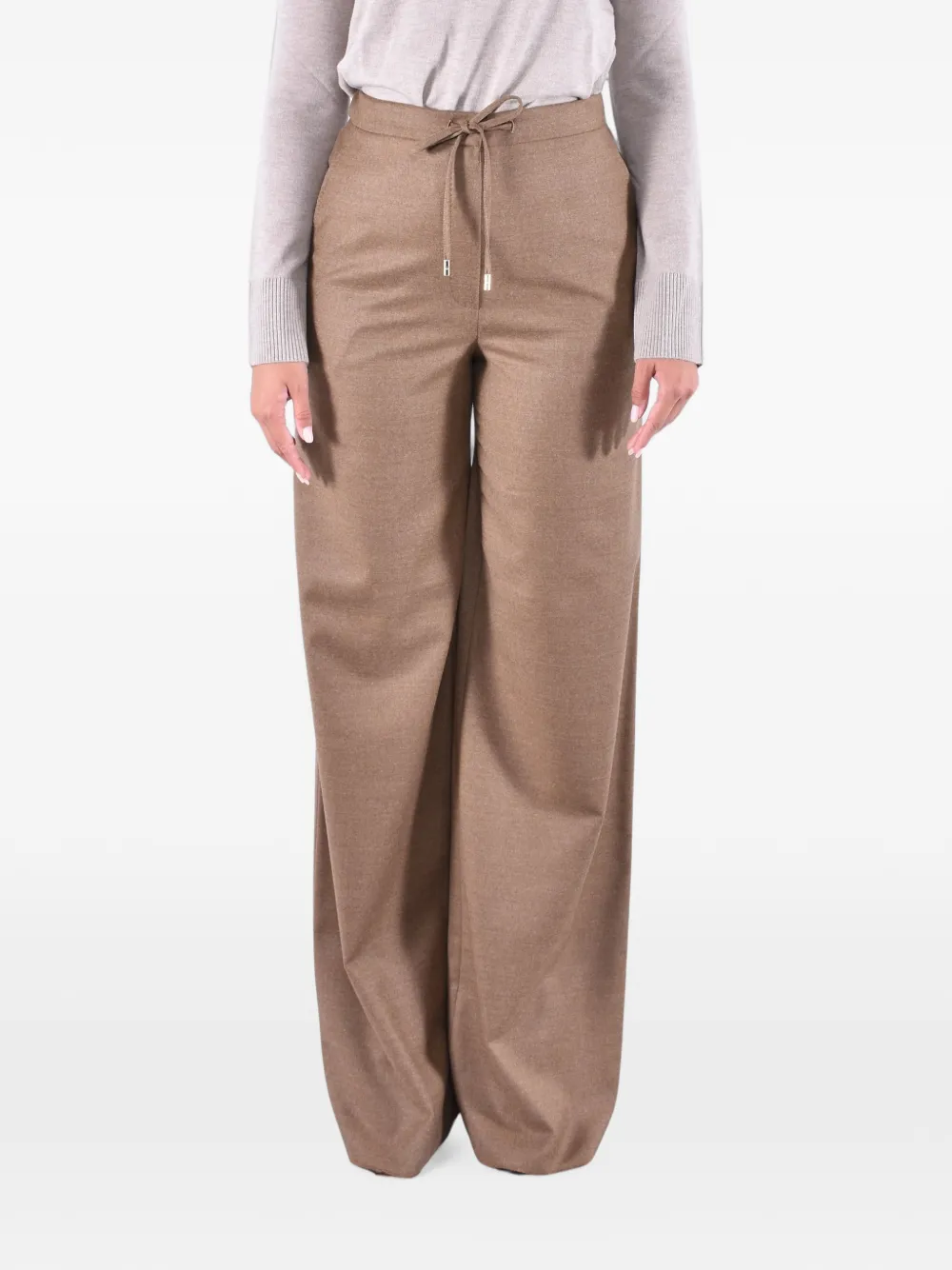 Max Mara drawstring-waist flannel trousers Bruin