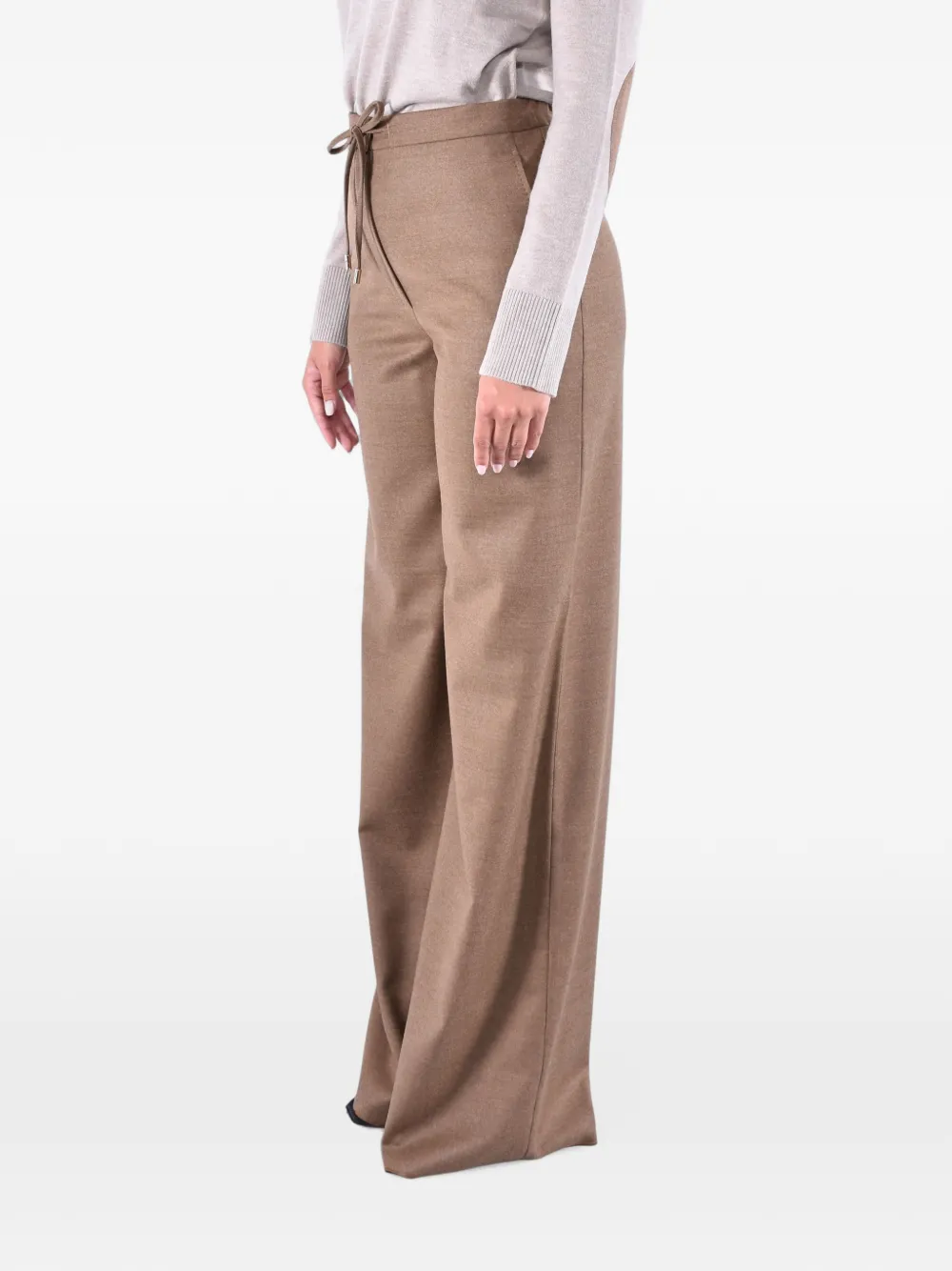 Max Mara drawstring-waist flannel trousers Bruin