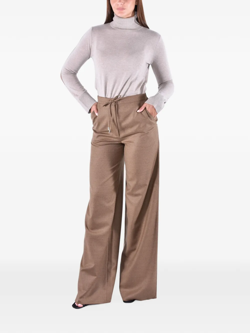 Max Mara drawstring-waist flannel trousers Bruin
