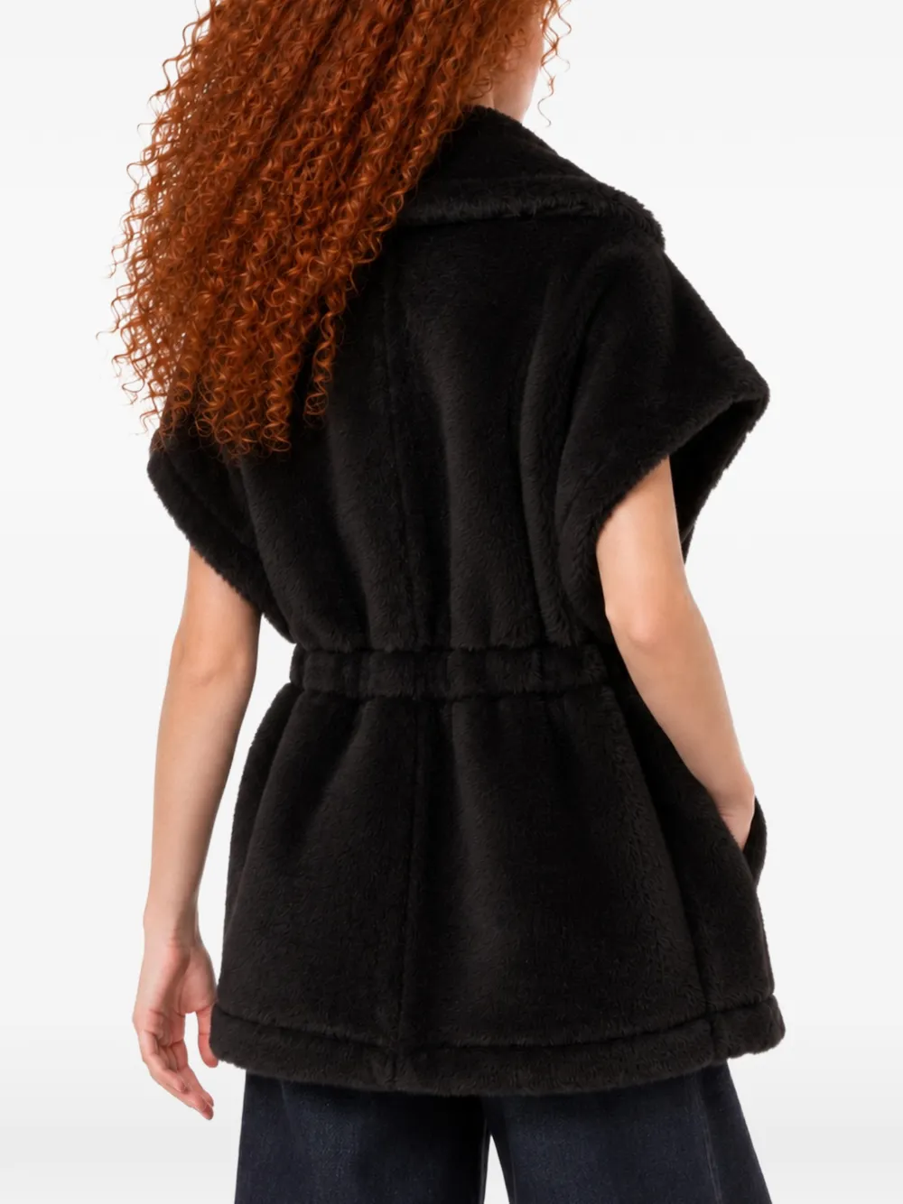 Max Mara belted faux-fur gilet Zwart