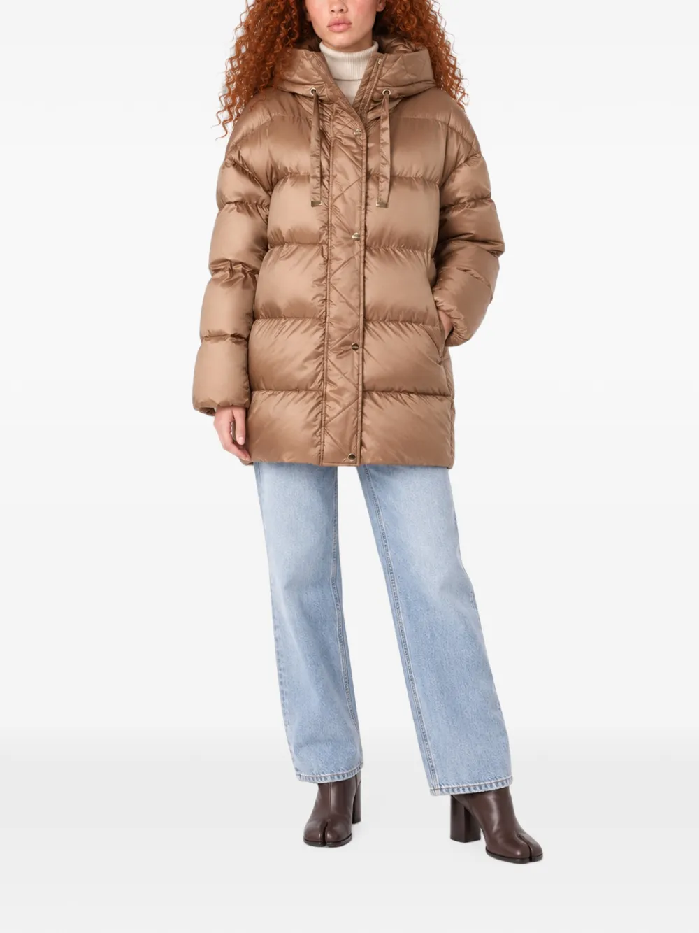 Max Mara quilted hooded coat Bruin