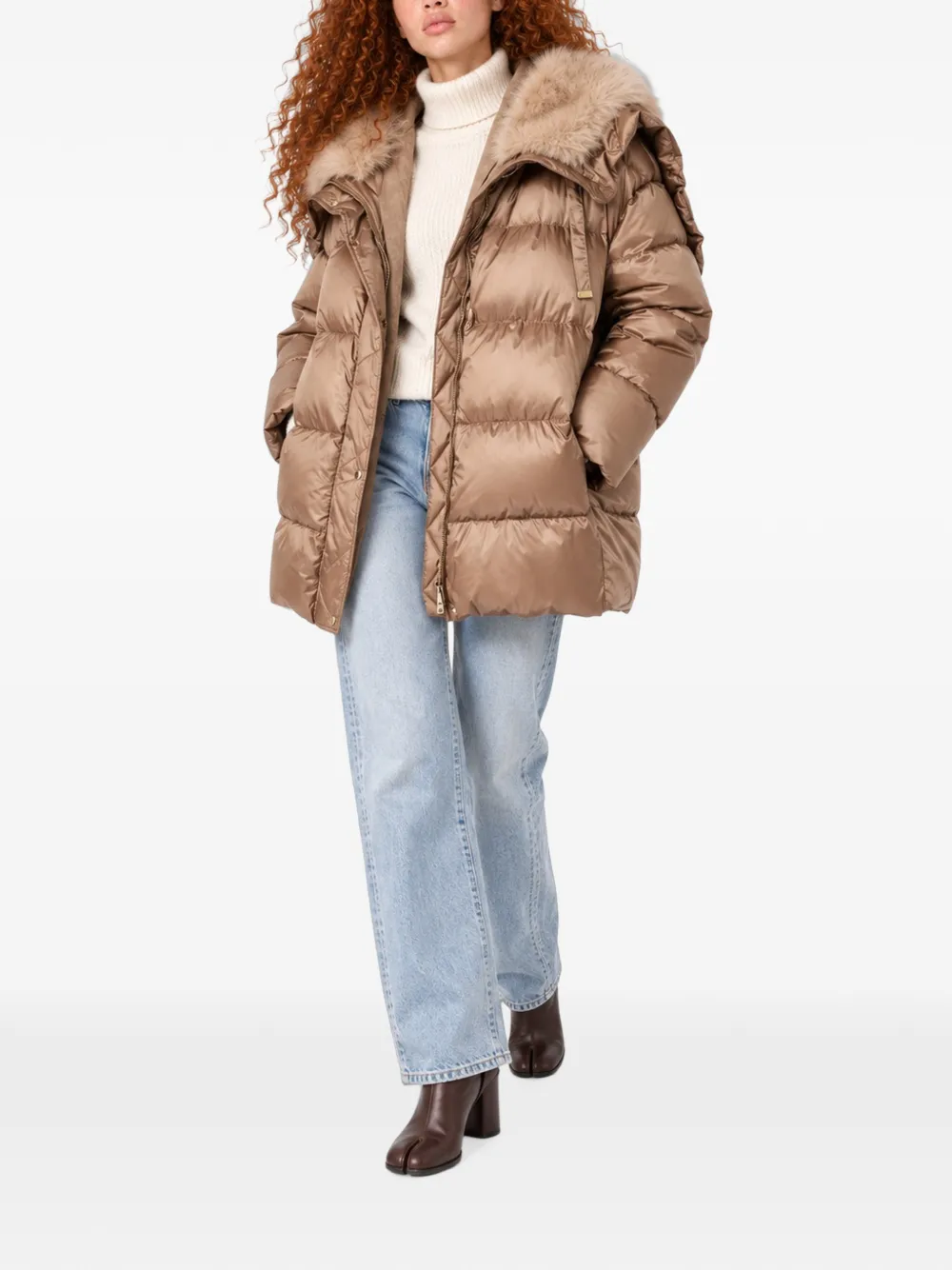 Max Mara quilted hooded coat Bruin