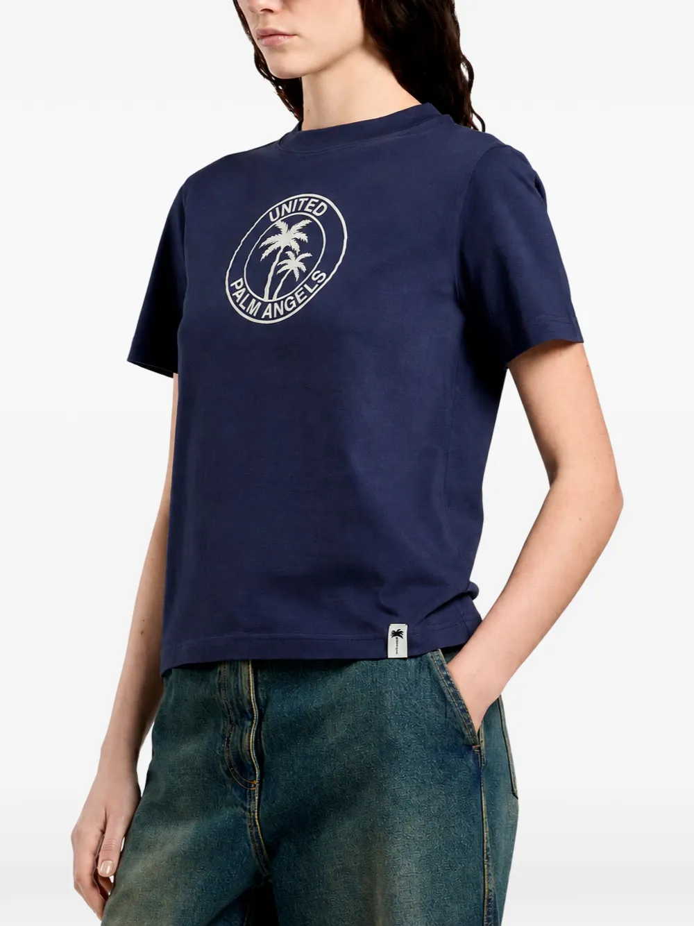 Palm Angels logo-print T-shirt Blauw