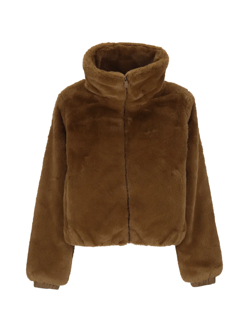 Save The Duck faux-fur funnel-neck cropped jacket - Braun