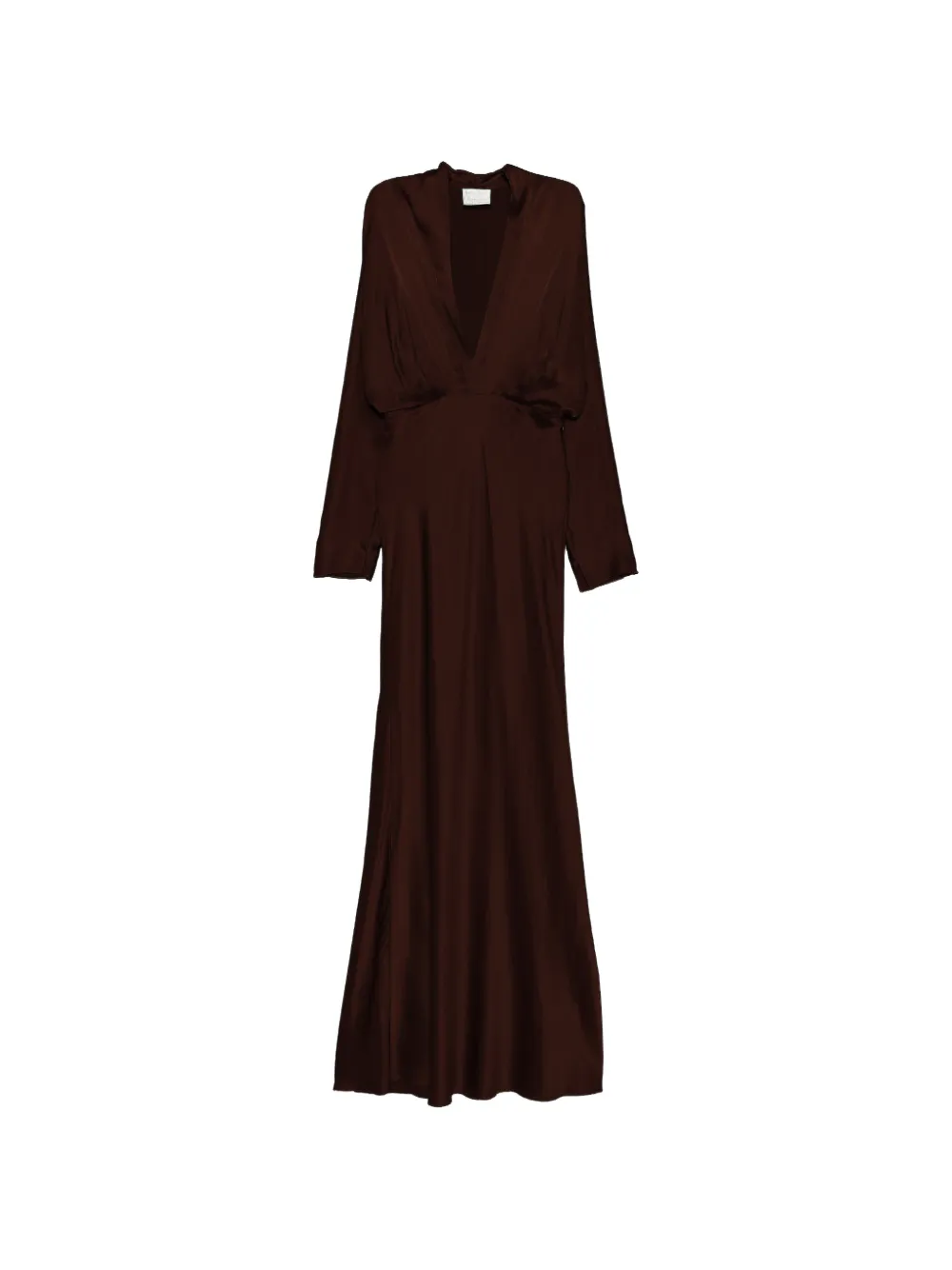 Forte Forte satin-finish V-neck maxi dress - Marrone