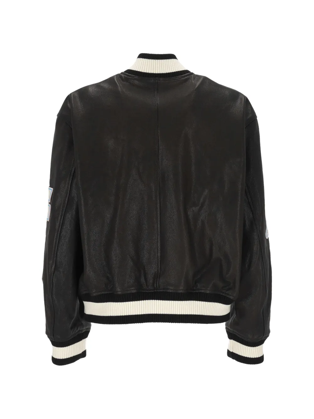 Off-White Leren bomberjack met patch-detail Zwart