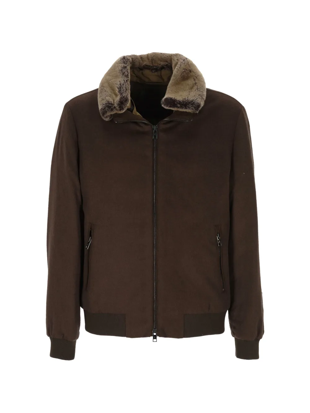 ON THE BUND fur-collar bomber jacket - Marrone
