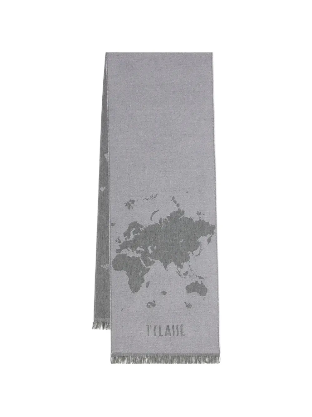 ALVIERO MARTINI 1° CLASSE map-print fringed scarf - Grau