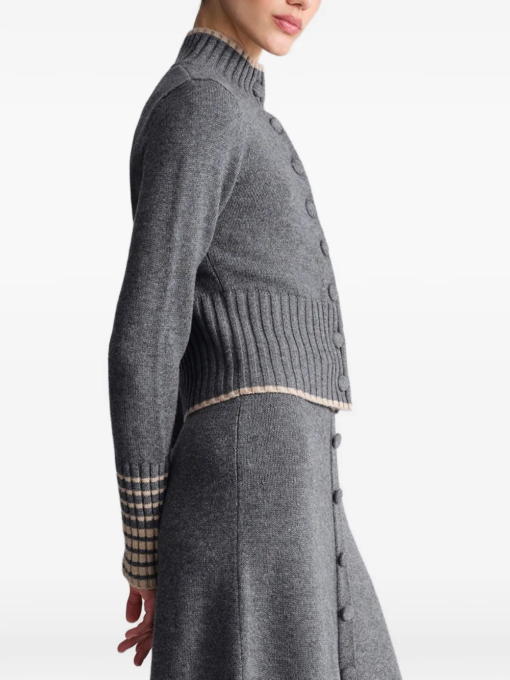 Cara Bowery ribbed-knit cardigan Grijs