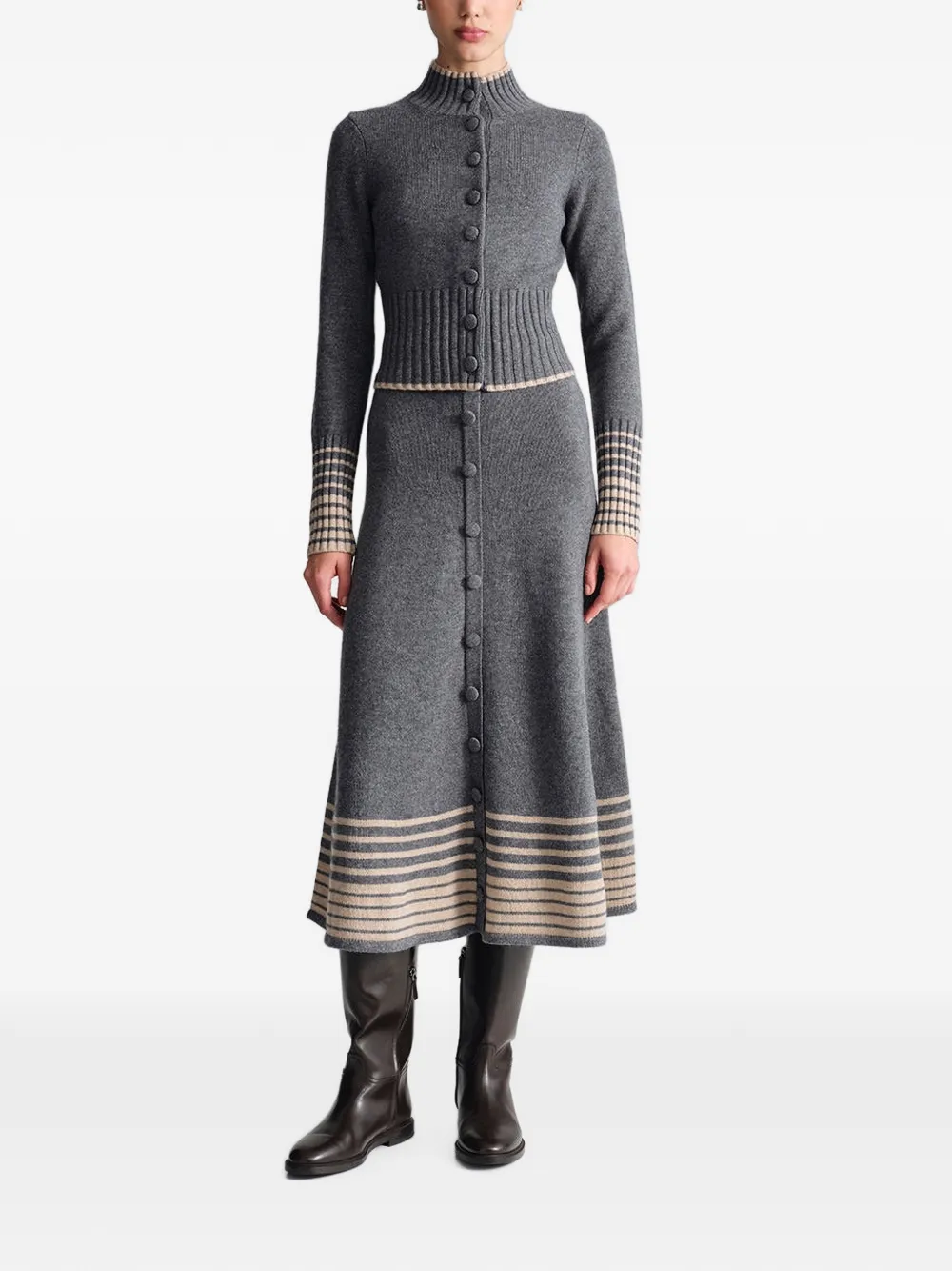 Cara Bowery ribbed-knit cardigan Grijs