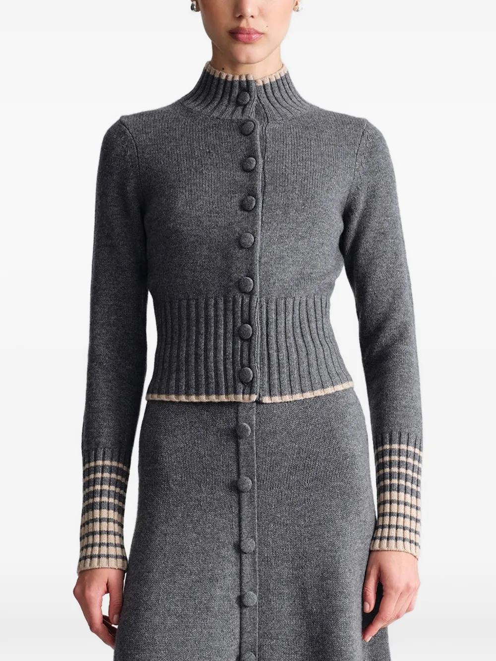 Cara Bowery ribbed-knit cardigan Grijs